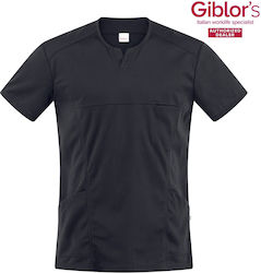 Giblor's Bluse Koch Schwarz mit Kurzärmelig