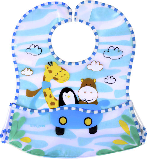 Babyono Waterproof Bib Fabric with Hoop & Loop Fastener & Pocket Elephant for 6 m+