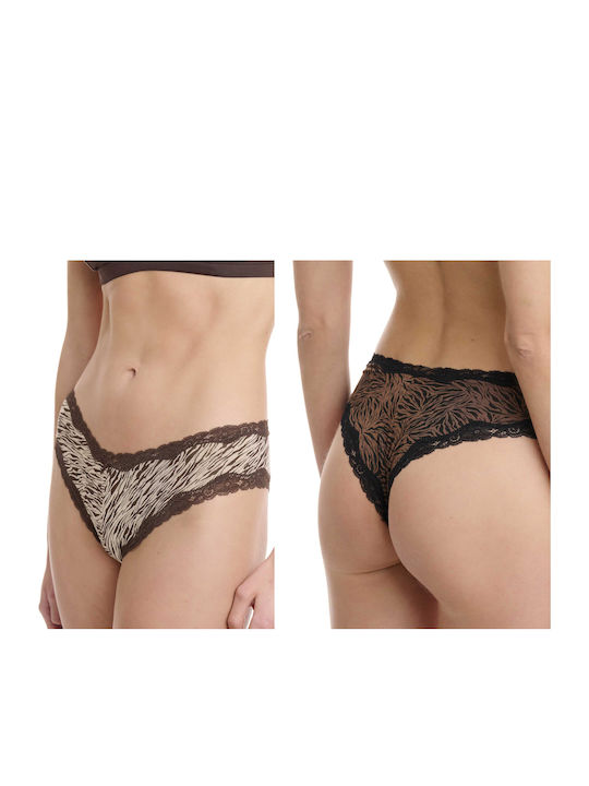 Bamboo Damen Brasilien 2Pack mit Spitze Colorful
