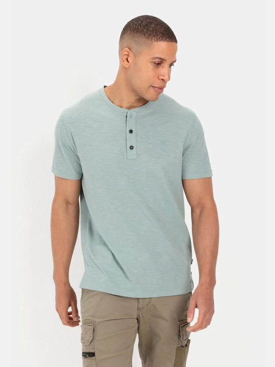 Camel Active Men's Short Sleeve T-shirt with Buttons Green