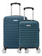 Quasar Line Travel Suitcases Hard Petrol Blue Maximum Height 55cm with 4 Wheels Set of 2pcs