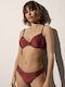 Underwire Bikini Set Bra & Slip Bottom Burgundy Animal Print