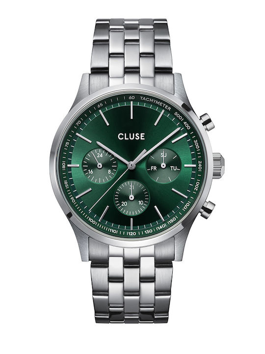 Cluse Ανδρικό Ρολόι 42mm Μπαταρίας με Πράσινο Μεταλλικό Μπρασελέ