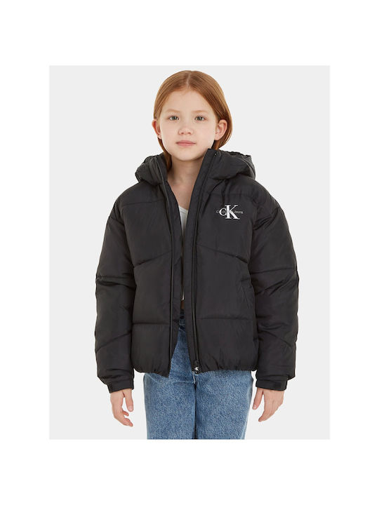 Calvin Klein Kinderjacke Lang mit Kapuze Black