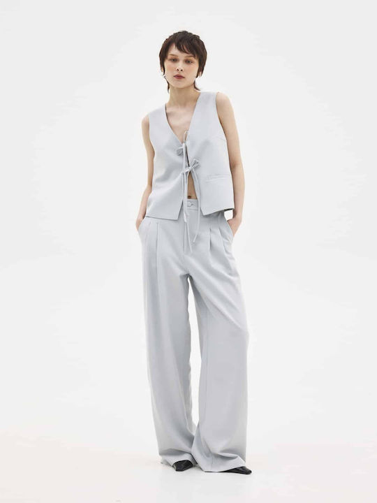 SunsetGo! Erika Women's Fabric Trousers in Relaxed Fit Grey