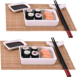 Excellent Houseware Sushi Serving Set Porcelain Bamboo 12 Pieces Excellent Houseware Sushi Serving Set Porcelain Bamboo 12 Pieces