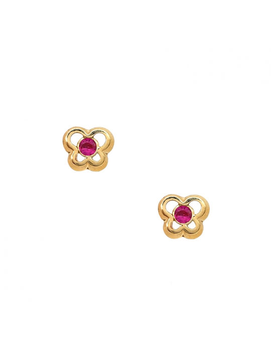 Πολύτιμο Kids Earrings Studs with Stones made of Gold 14K