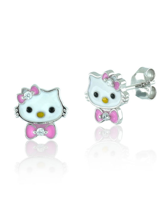 Bijou Box Hello Kitty Παιδικά Σκουλαρίκια Καρφωτά από Ασήμι