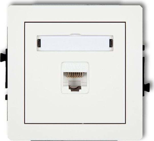 Karlik Μονή Πρίζα Δικτύου RJ45 με Πλαίσιο Τύπου Cat6 σε Λευκό Χρώμα DGK-3