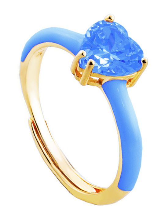 Loisir Ring with Zircon & Enamel Gold Plated