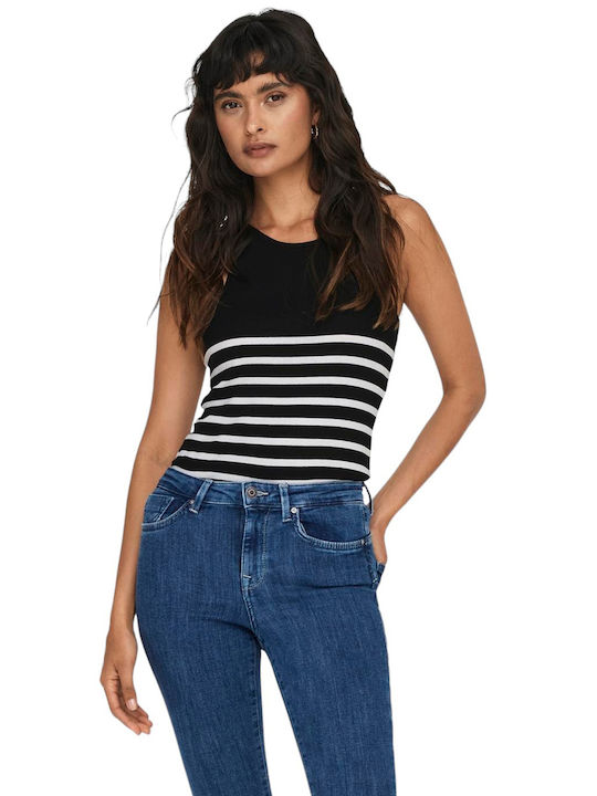 Only Women's Blouse Sleeveless Striped Black