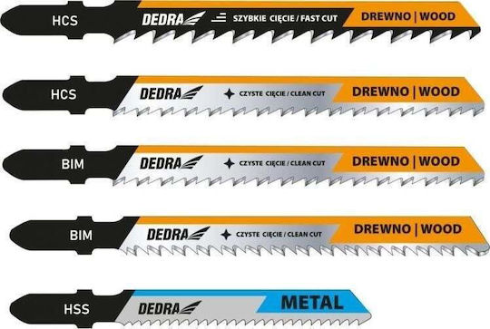 Dedra Jig Saw Blade for Metal and Wood 75mm 5pcs 08T003