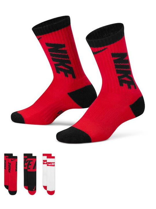 Nike Παιδικές Κάλτσες Dri-Fit Κόκκινο 3 Ζευγάρια