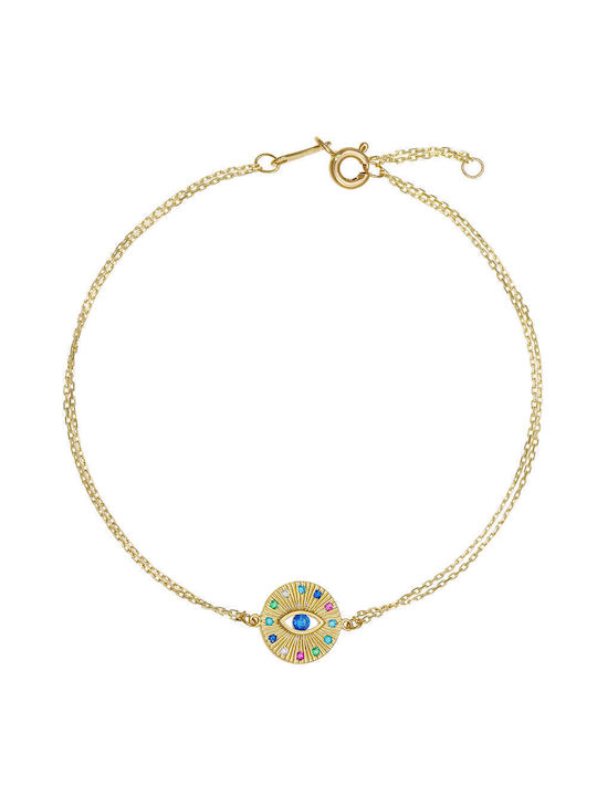 Bracelet Chain with design Eye made of Gold 14K