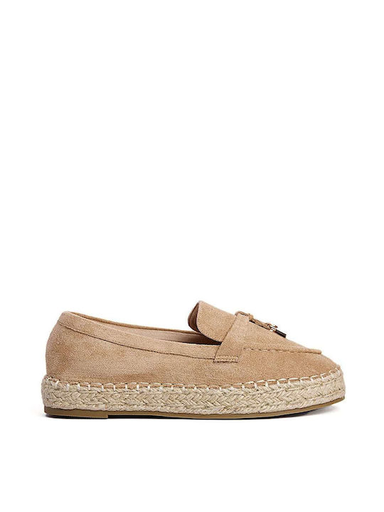 Keep Fred Women's Synthetic Leather Espadrilles Beige