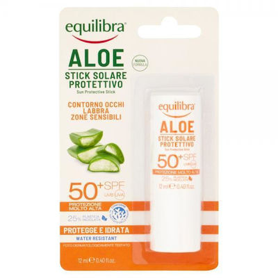 Equilibra Aloe Αδιάβροχο Αντηλιακό Stick Χειλιών SPF50+ 12ml