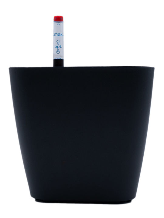 Πλαστική Γλάστρα Αυτοποτιζόμενη σε Τετράγωνο Σχήμα 13.5x12cm Μαύρη 02.01.01-0016-BLK