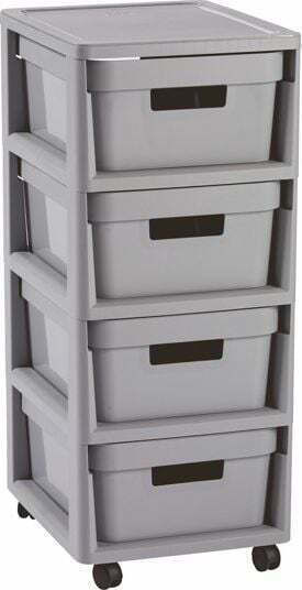 Curver Boden Badezimmerregal Kunststoff mit 4 Regalböden 30x36x69cm Gray