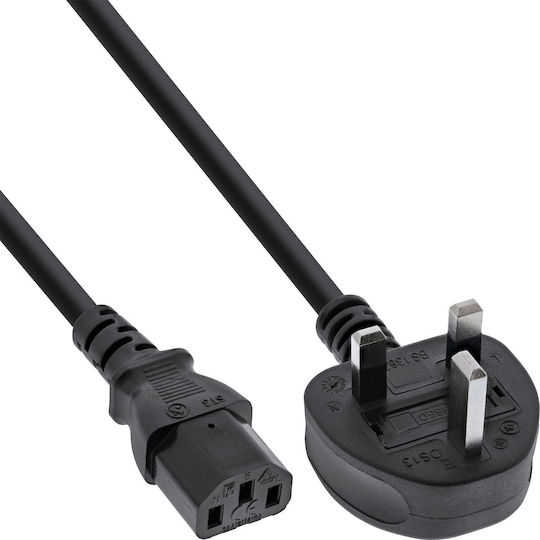 InLine Type G (UK) / IEC C13 - IEC C13 Cable 2m Μαύρο 16657P
