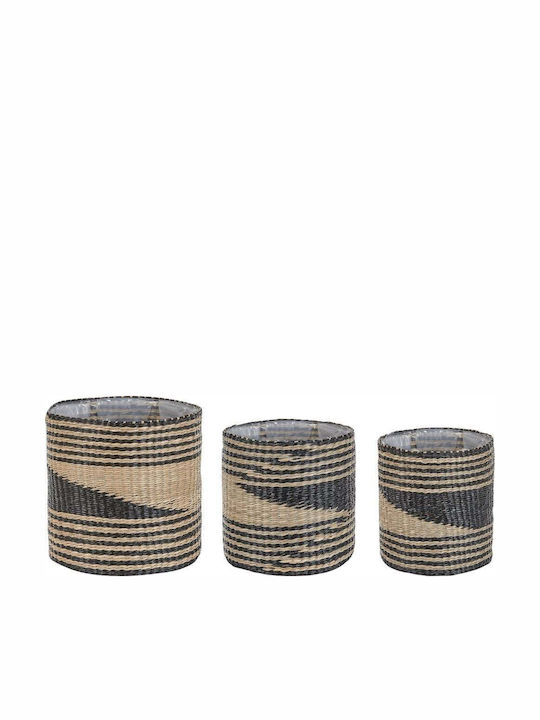 Beliani Set dekorative Körbe mit Griffen Beige 3Stück
