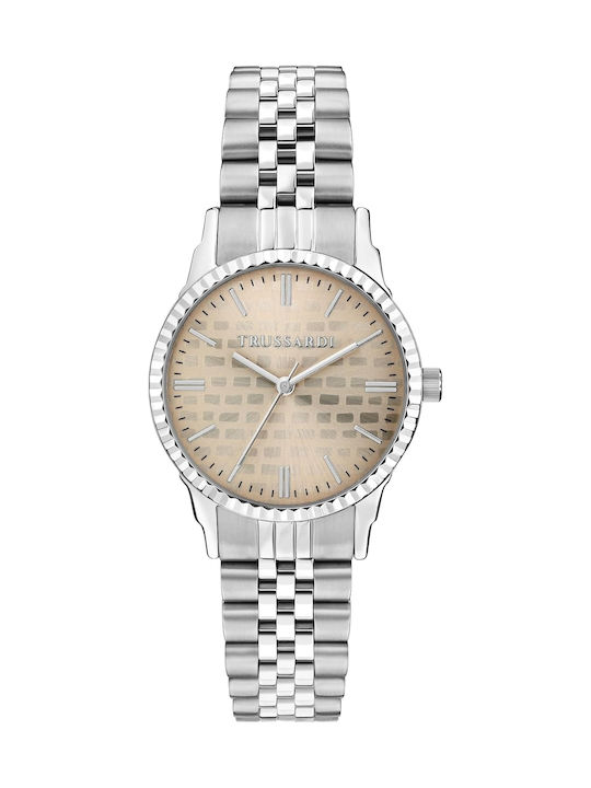 Trussardi T-bent Γυναικείο Ρολόι 50mm Μπαταρίας με Ασημί / Ασημί Μεταλλικό Μπρασελέ