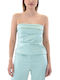 Women's Crop Top Satin Green