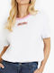 Guess Women's Blouse Cotton with Straps & V Neckline Checked White