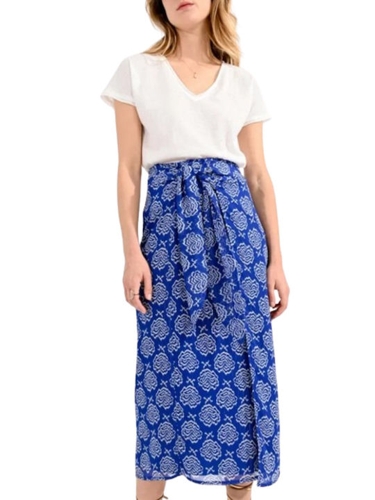 Molly Bracken Midi Envelope Skirt Blue/White