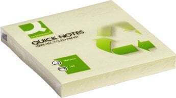Q-connect Adhesive Pad Q-connect 100% Recycled 76x76mm 100 Cards Yellow