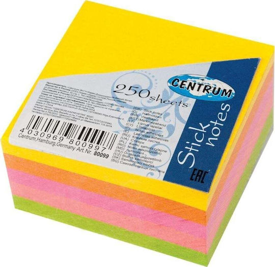 Notes Adeziv Center 51x51mm 5x50 Neon Sticky Notes