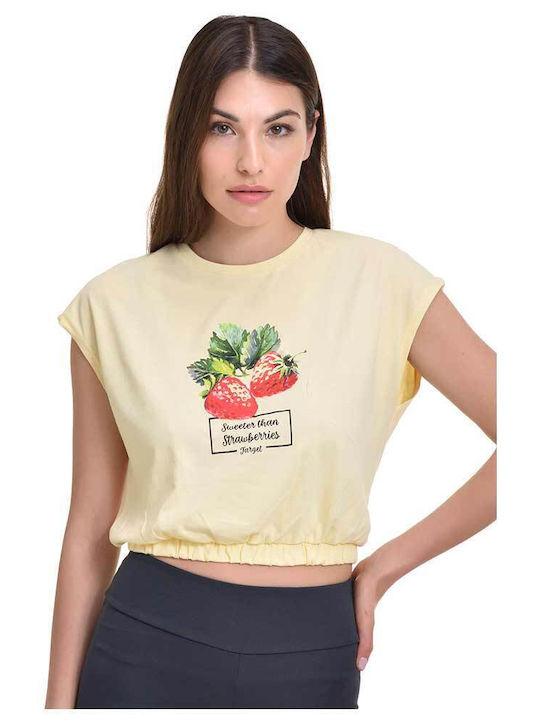 Target pentru Femei Crop Top din Bumbac fără Mâneci Roșu