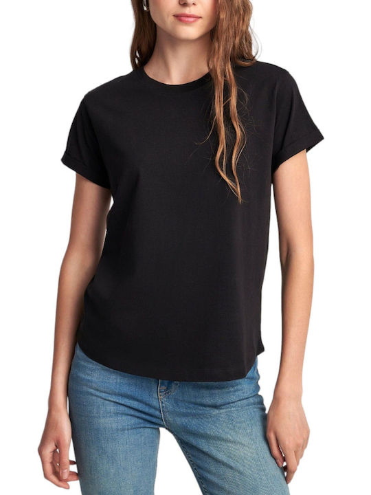 Attrattivo Women's Blouse Cotton Short Sleeve Black