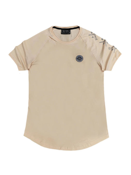 Vinyl Art Clothing Men's Short Sleeve T-shirt Beige