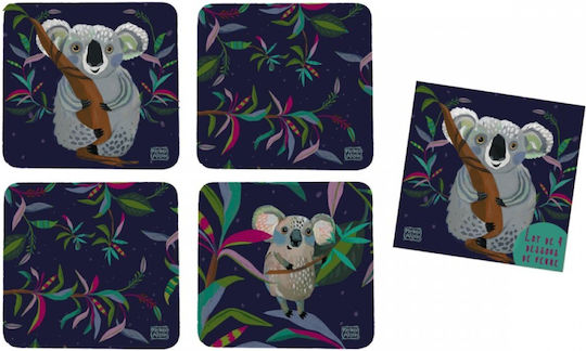 Koala Rund Untersetzer Hölzernes 10cm 4Stück Koala Rund Untersetzer Hölzernes 10cm 4Stück