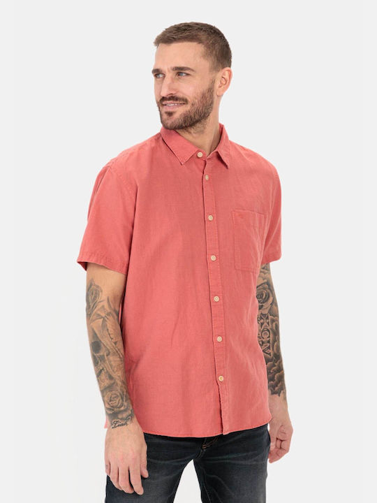 Camel Active Men's Shirt Short Sleeve Linen Red