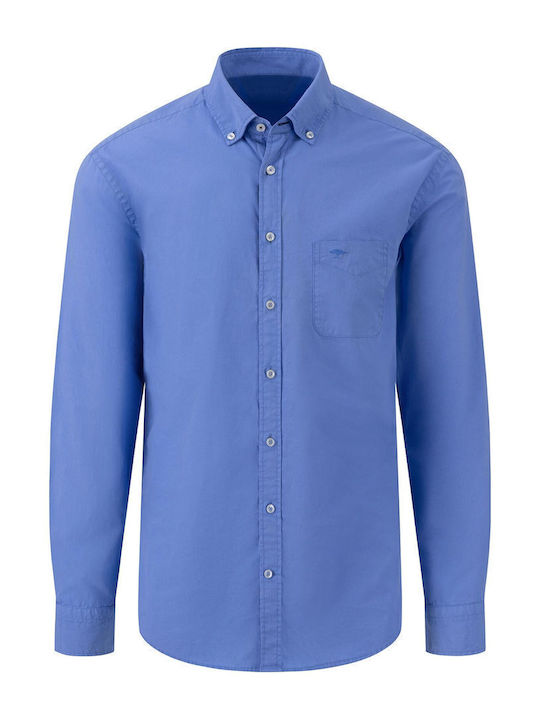 Langärmlig Baumwolle Hemd Crystal Blue