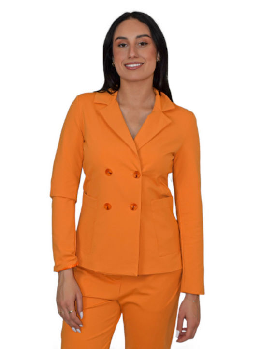 Morena Spain Damen Gekreuzt Blazer Orange