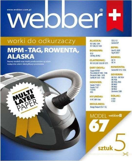 Webber Staubsaugerbeutel 5Stück Kompatibel mit Staubsauger