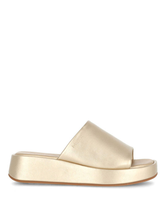 Mexx Damen Flache Sandalen Flatforms in Gold Farbe
