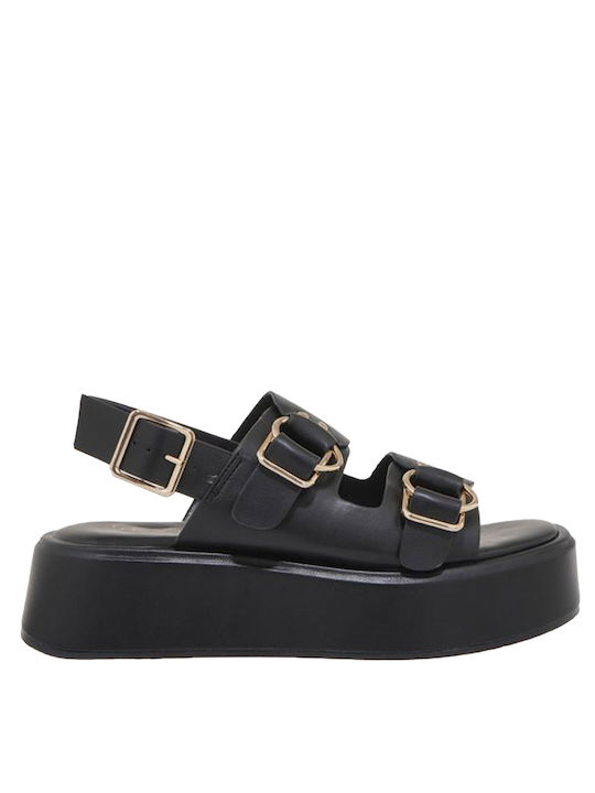 Seven Flatforms Synthetic Leather Women's Sandals Black