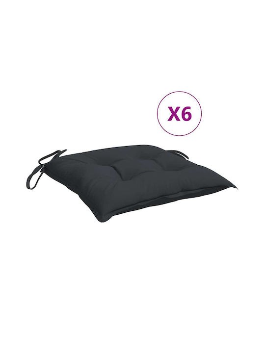 vidaXL Waterproof Garden Chair Cushion Υφασμάτινα Black 6pcs 40x40cm.