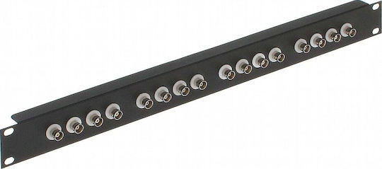 Delta Patch Panel για Rack 1U 19" 16 Θυρών Μαύρο