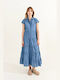 Molly Bracken Dress with Ruffle Blue