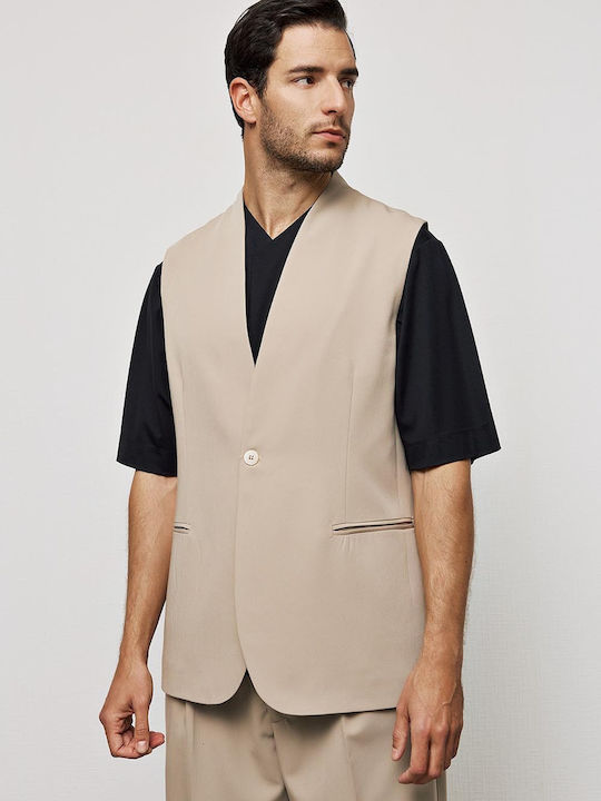 P/Coc Men's Vest Regular Fit Beige