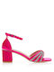 Din material textil Sandale cu strasuri Fuchsia
