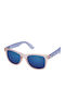 V-store Unisex Sunglasses with Pink Plastic Frame and Blue Mirror Lens 01 01 7038