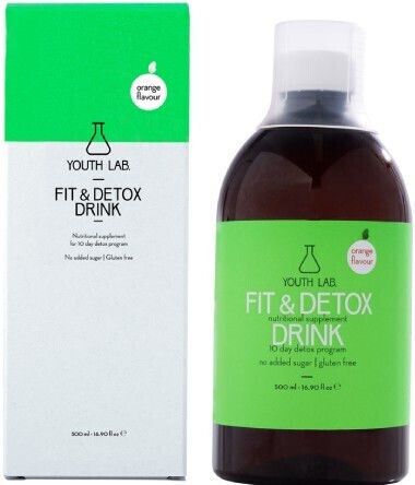 Youth Lab. Fit & Detox Drink Nahrungsergänzungsmittel für Gewichtsverlust 500ml Orange