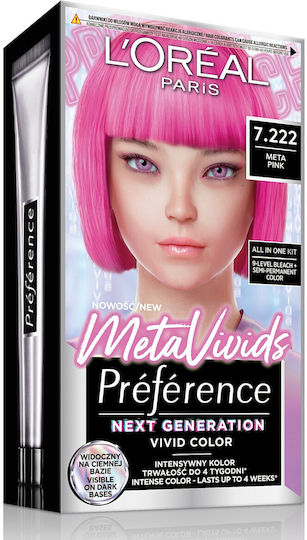 L'Oreal Paris Preference Meta Vivids Βαφή Μαλλιών 7.222 Meta Pink 75ml