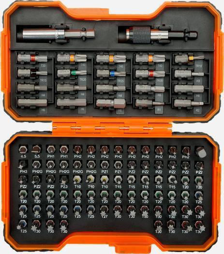 Bahco Set 100 Schraubendreher-Bits Gerade / Kreuz / Stern / Quadrat / Torx
