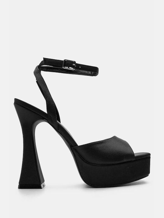 Satin Heel & Platform Sandals 4185101-black